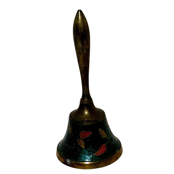 Vintage Penco Floral Painted Brass Bell Home Decor Flowers Made in India - Picture 4 of 8